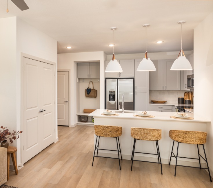 Life, illuminated living area that includes ample seating spaces and bright lighting