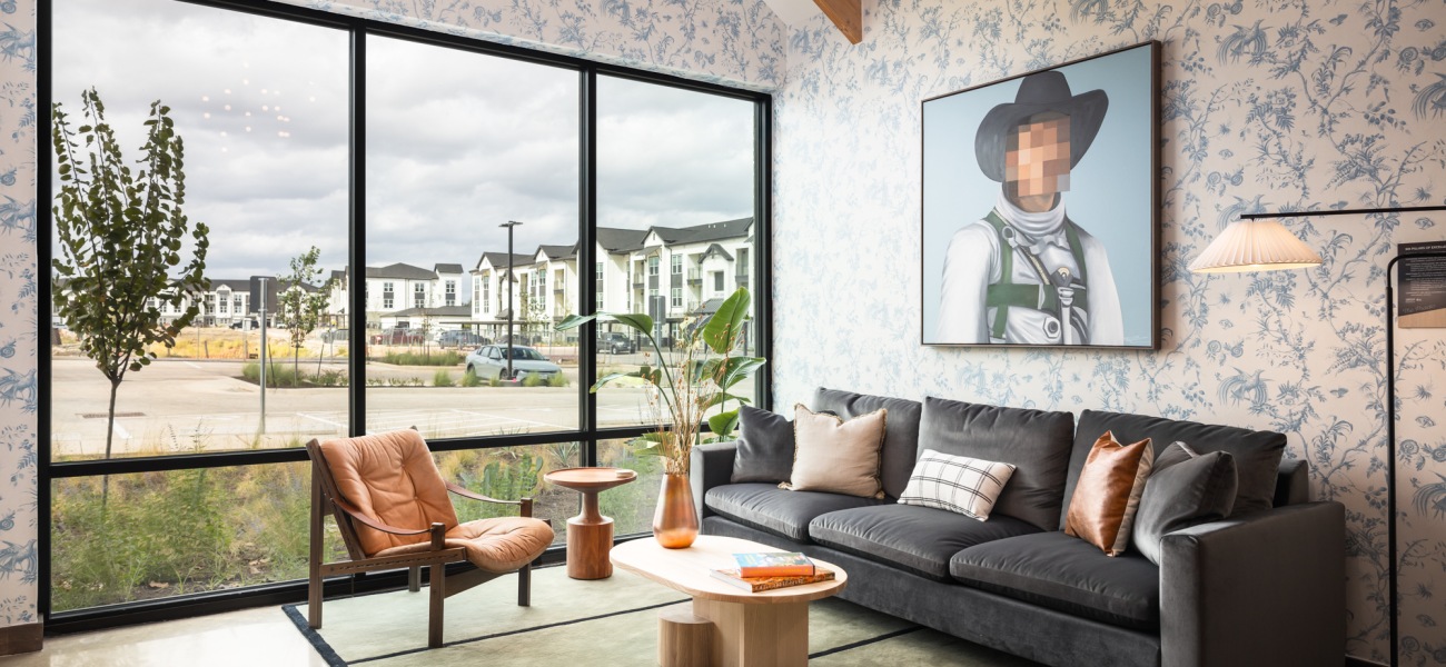 Indoor seating with a large window view